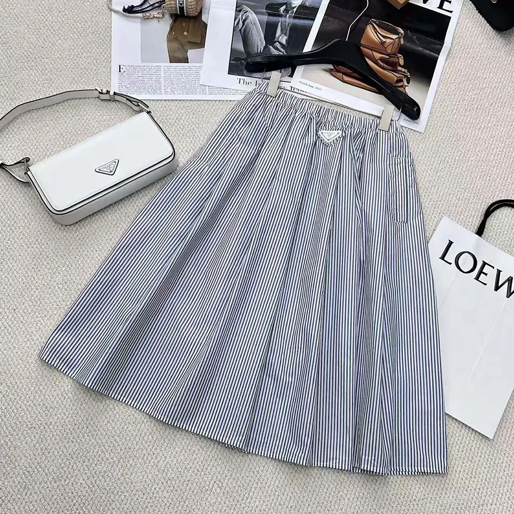 Prada Women Striped Poplin Skirt - image 5