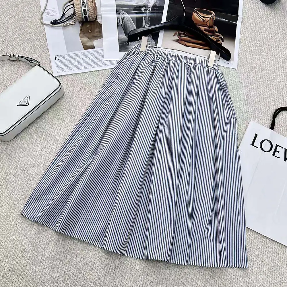 Prada Women Striped Poplin Skirt - image 4