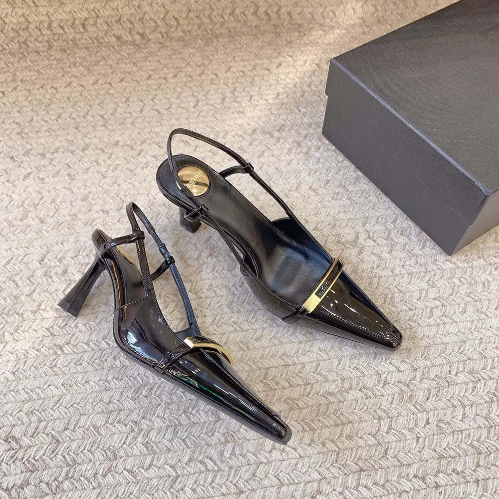 Rear angle showcasing slingback strap of Saint Laurent YSL Jacqueline Pumps