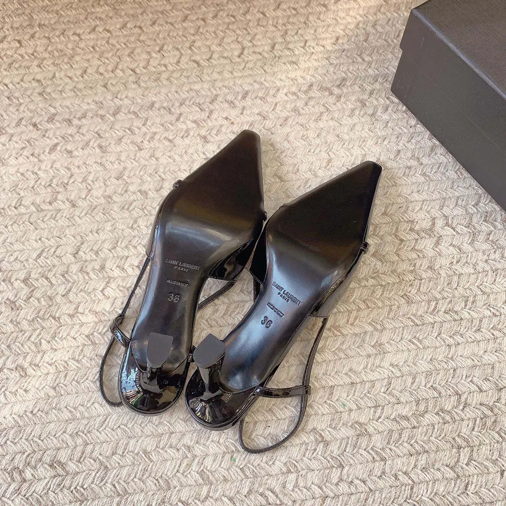 Saint Laurent YSL Women Jacqueline Slingback Pumps in Patent Leather - image 4