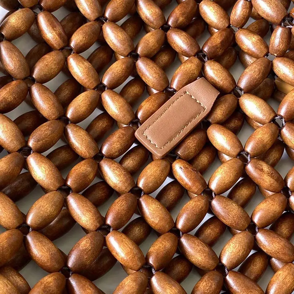 Saint Laurent YSL Women Le 5 A 7 Large in Wood Beads-Brwon - image 9