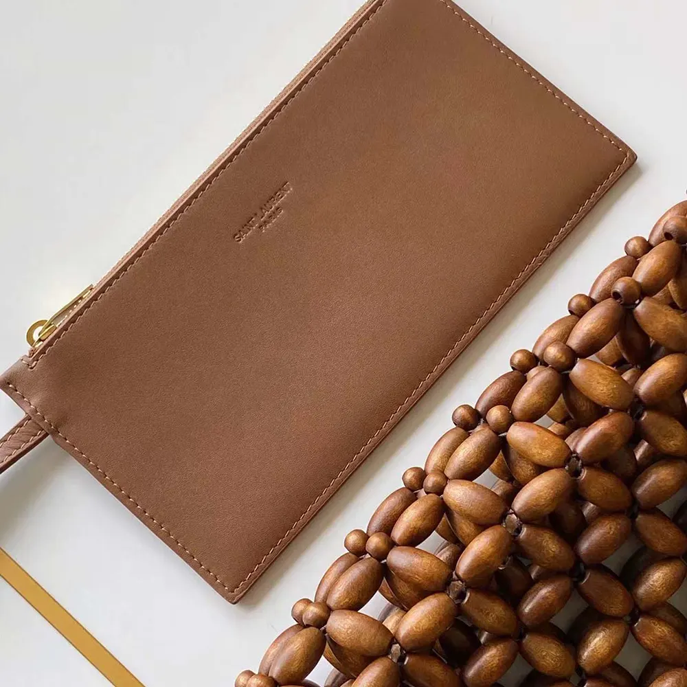 Saint Laurent YSL Women Le 5 A 7 Large in Wood Beads-Brwon - image 6