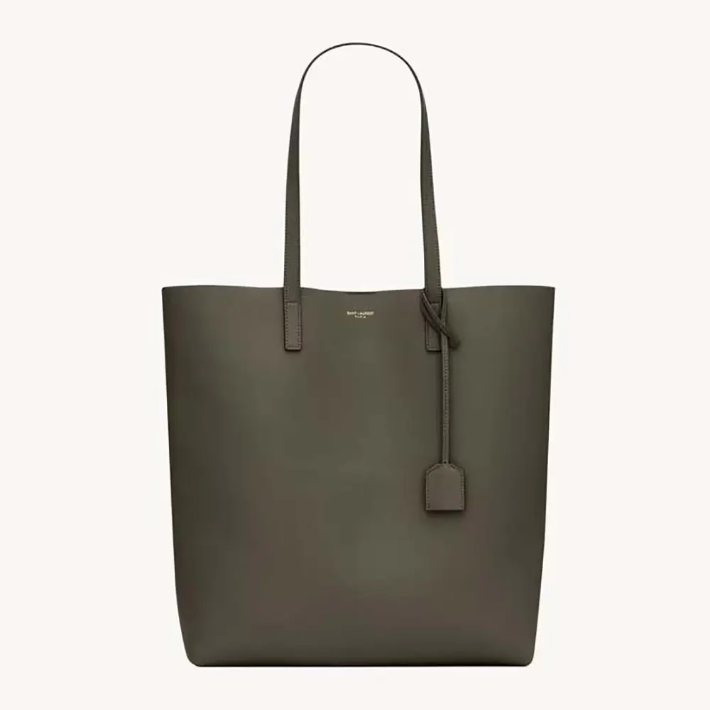 Front view of Saint Laurent YSL Women Shopping Saint Laurent in Leather-Gray
