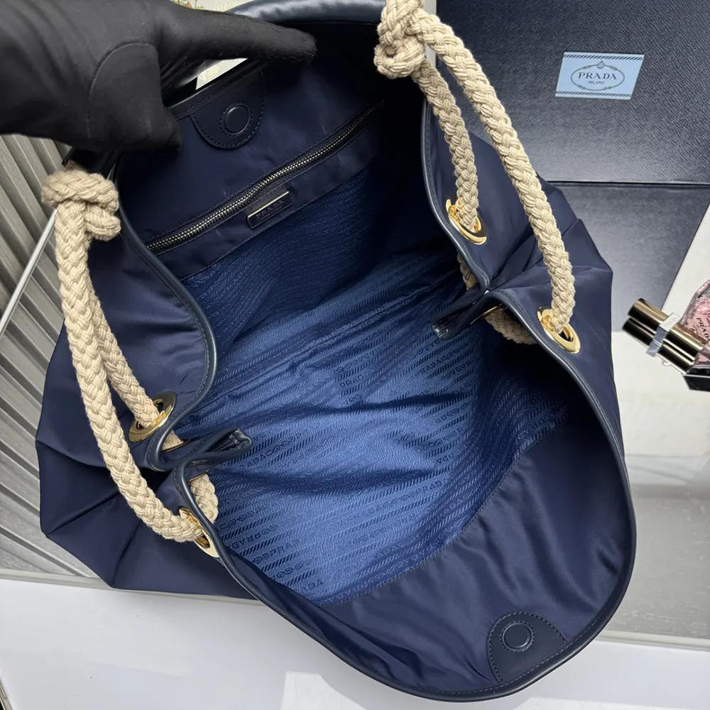 Prada Women Mariner Large Re-Nylon Shoulder Bag-Navy - image 9