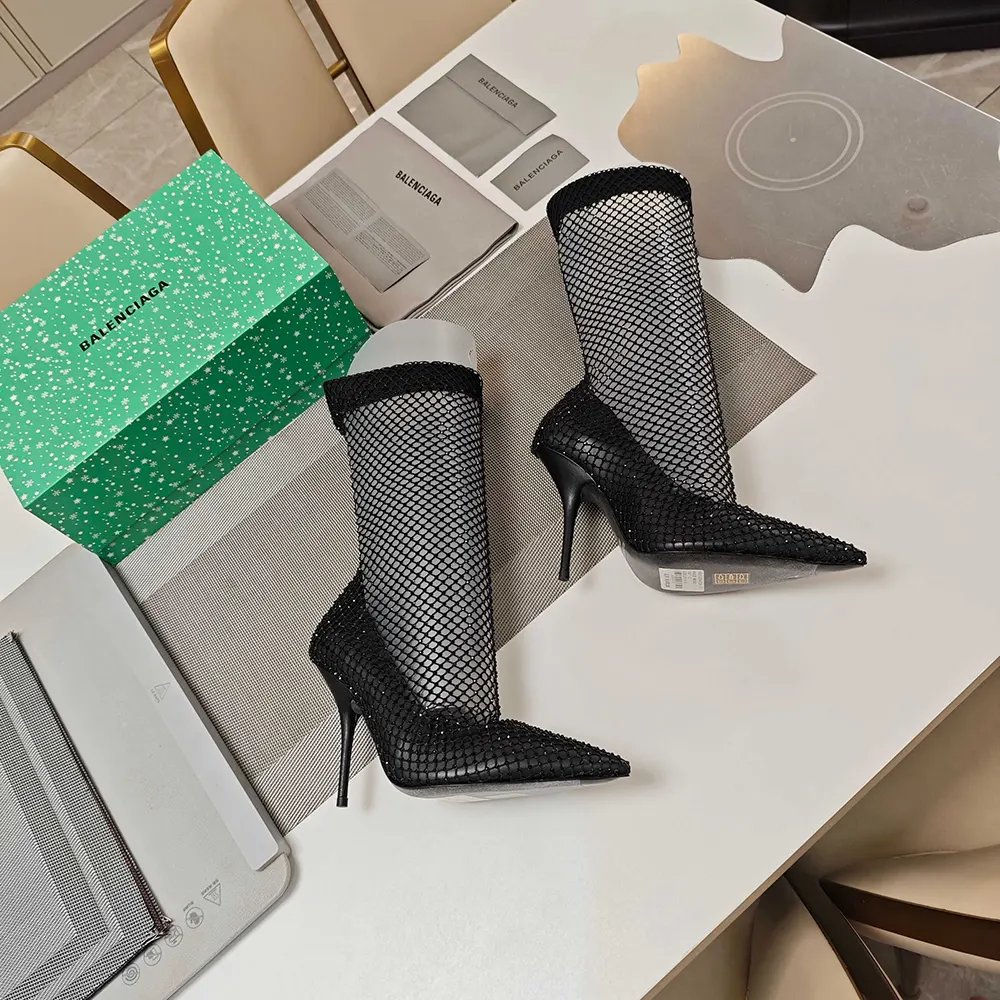 Front angle showing toe shape of Balenciaga Women Avenue 110mm Bootie