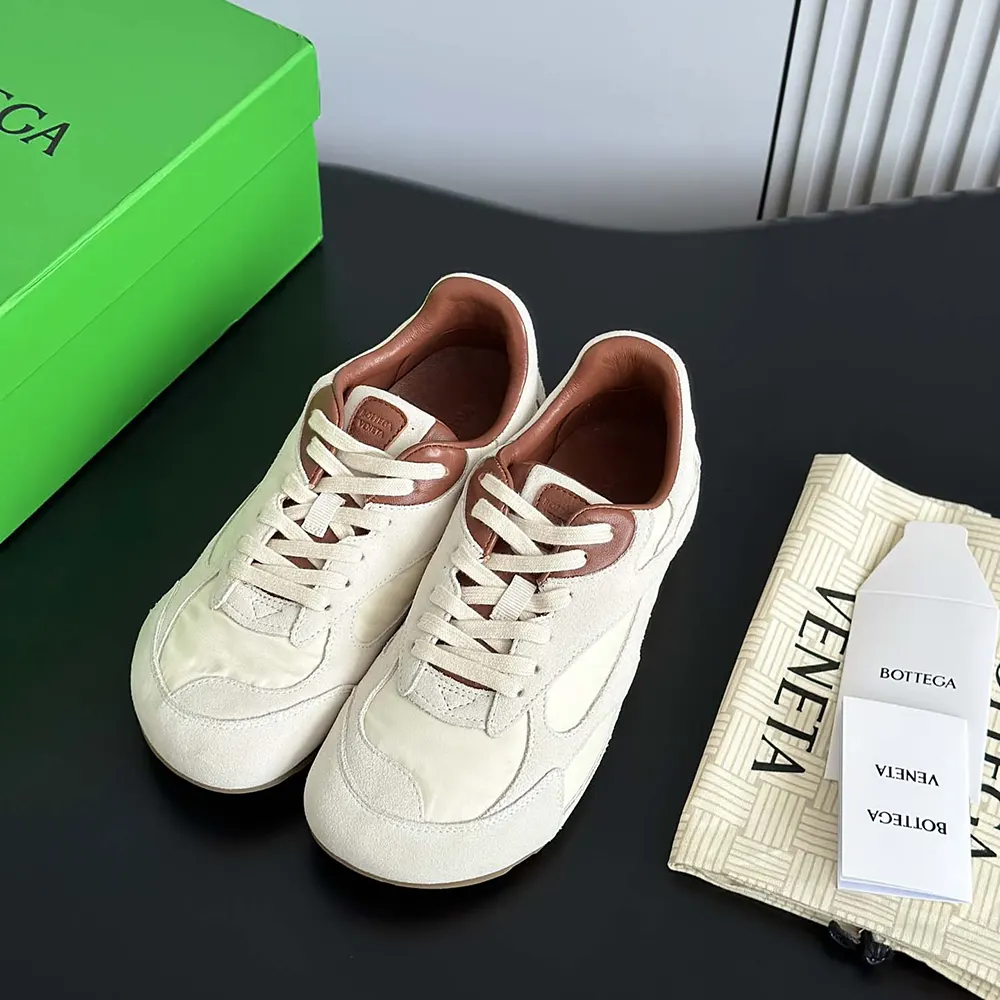 Top view highlighting silhouette and tonal rubber sole of Bottega Veneta Orbit Flash Sneaker