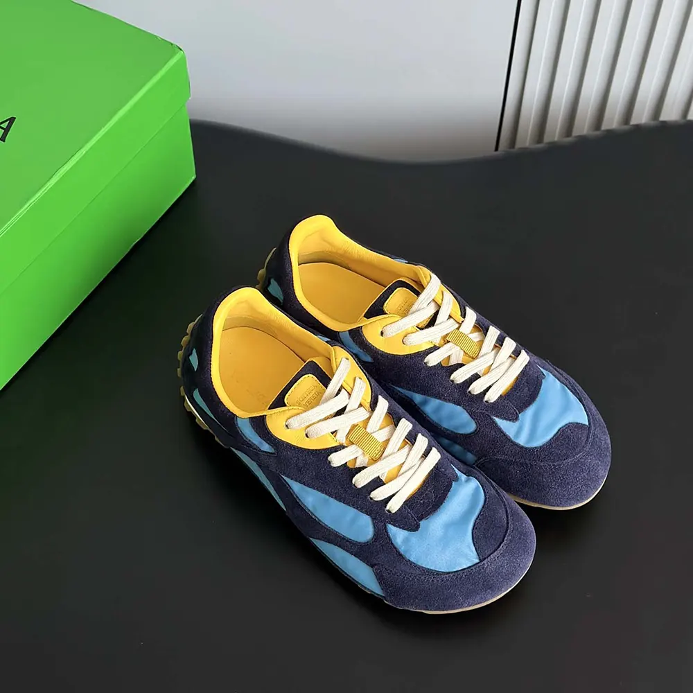 Top-down view of Bottega Veneta Unisex Orbit Flash Sneaker-Blue silhouette
