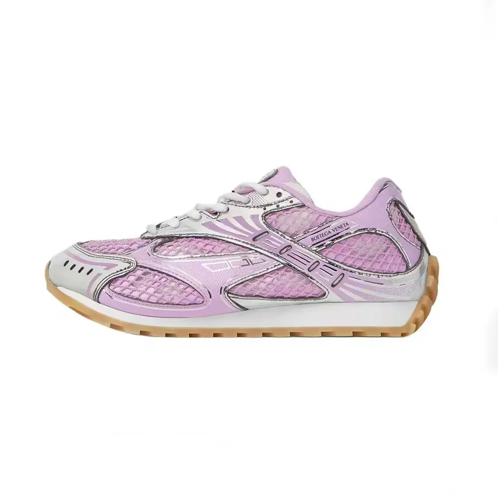 Side view of Bottega Veneta Unisex Orbit Sneaker-Pink showing silhouette