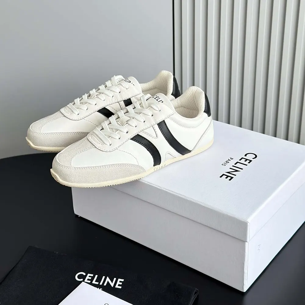 Celine Unisex Jogger Low Lace up Sneaker in Calfskin-White - image 8