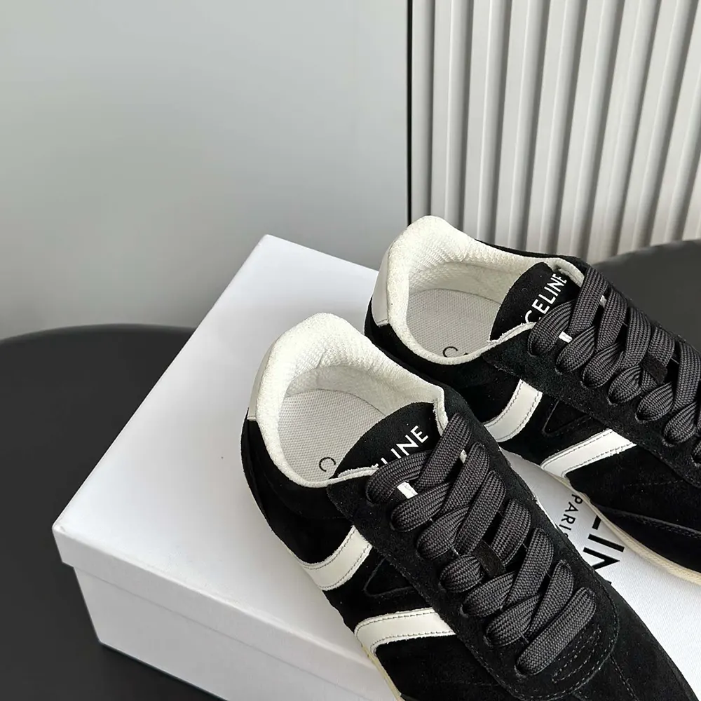 Celine Unisex Jogger Low Lace up Sneaker with Triomphe in Suede Calfskin-Black - image 9