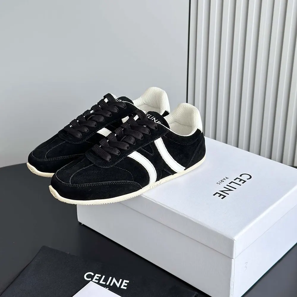 Celine Unisex Jogger Low Lace up Sneaker with Triomphe in Suede Calfskin-Black - image 6