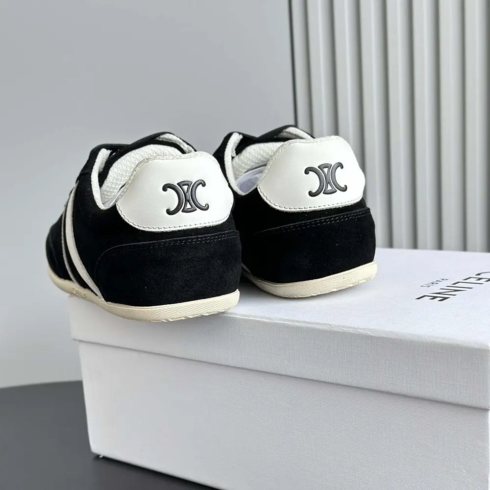 Celine Unisex Jogger Low Lace up Sneaker with Triomphe in Suede Calfskin-Black - image 10