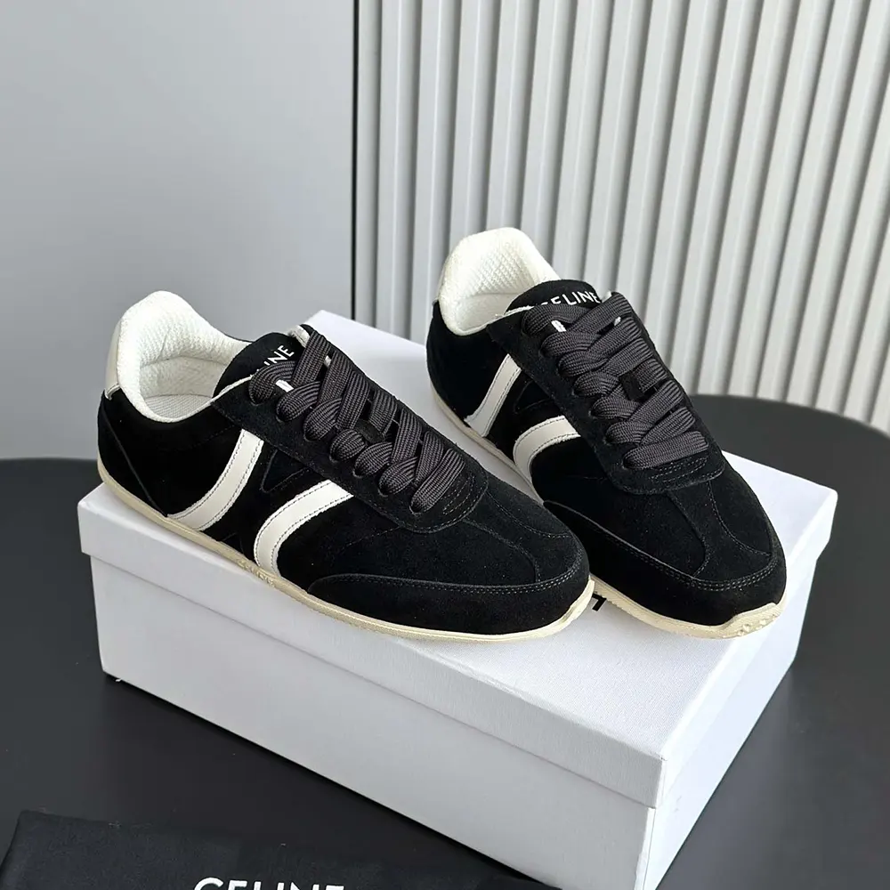 Celine Unisex Jogger Low Lace up Sneaker with Triomphe in Suede Calfskin-Black - image 5