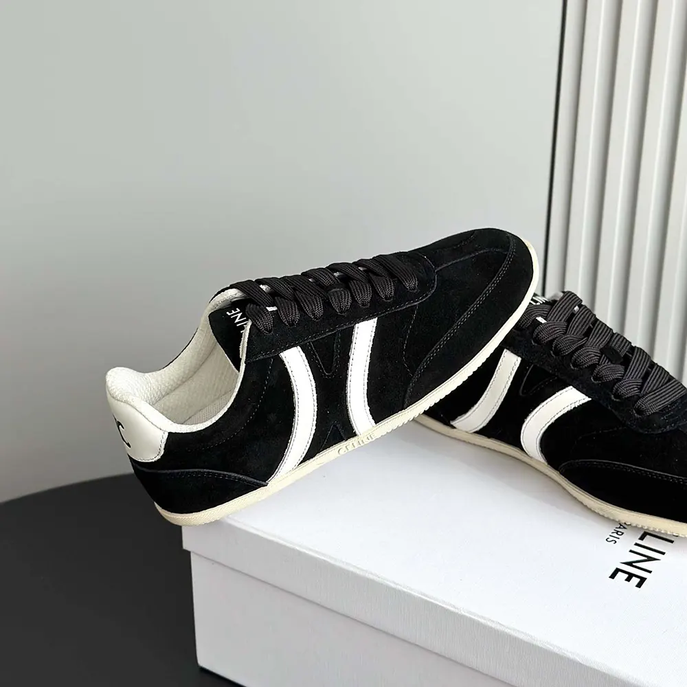 Celine Unisex Jogger Low Lace up Sneaker with Triomphe in Suede Calfskin-Black - image 7