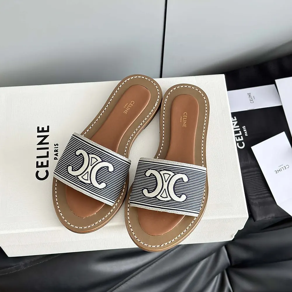 Top angle showing slip-on design of Celine Women Lympia Mule