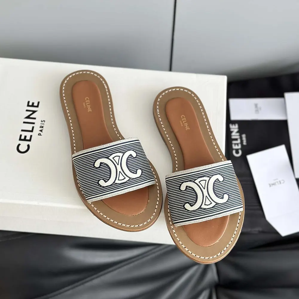 Celine Women Lympia Mule in Striped Textile with Triomphe - image 5