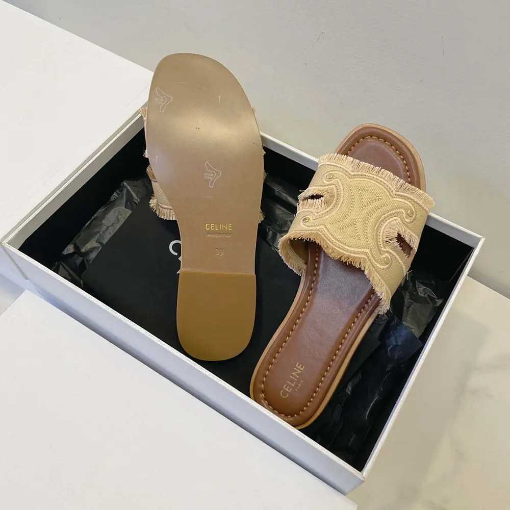 Celine Women Marina Fringed Mule in Cotton-Beige - image 10