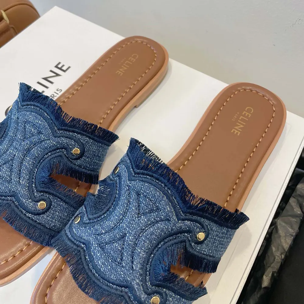 Celine Women Marina Fringed Mule in Denim-Navy - image 8