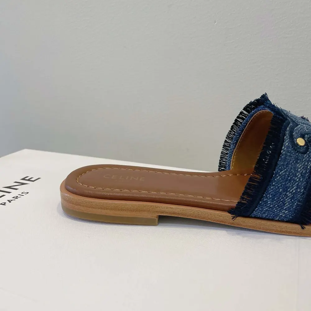 Celine Women Marina Fringed Mule in Denim-Navy - image 9