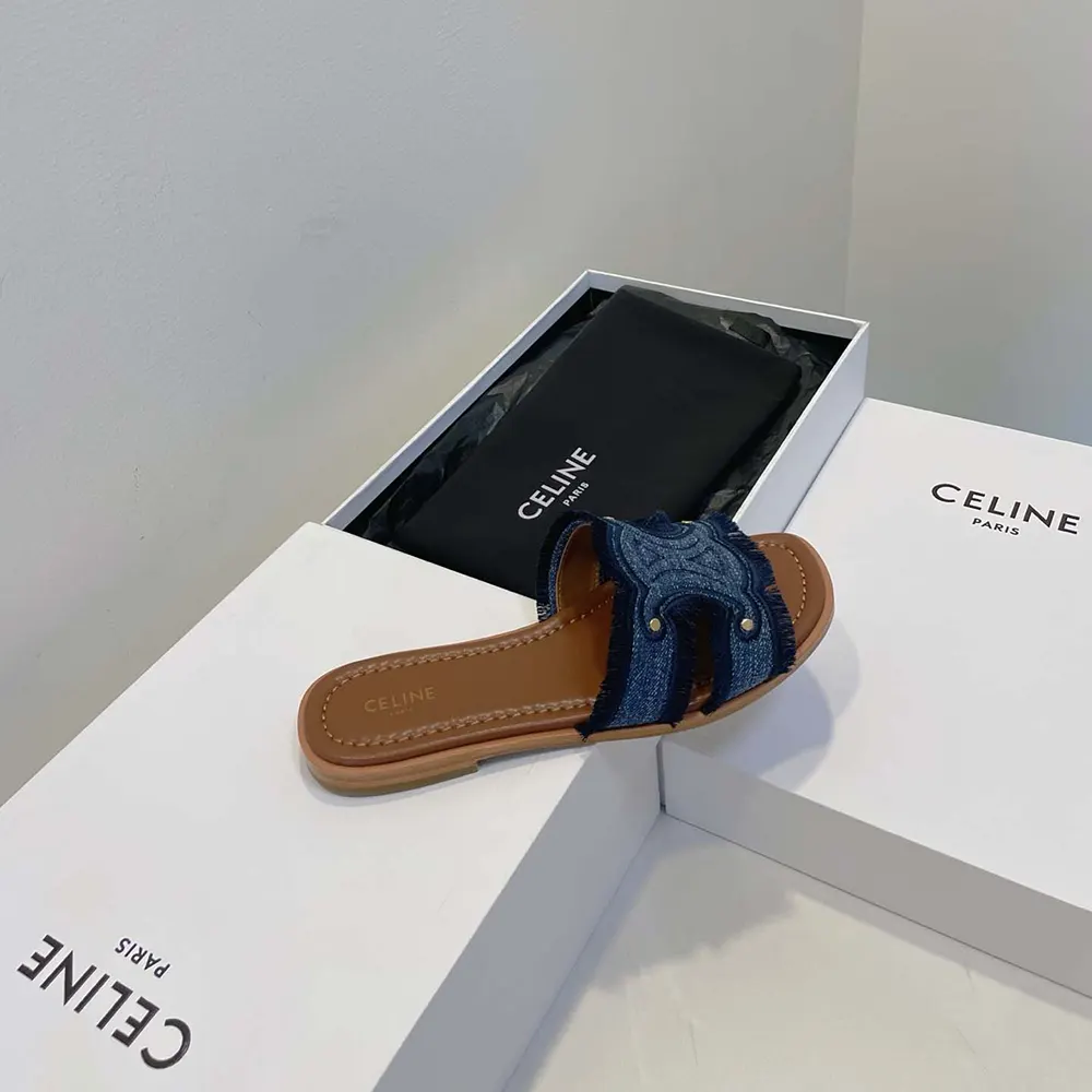 Celine Women Marina Fringed Mule in Denim-Navy - image 6