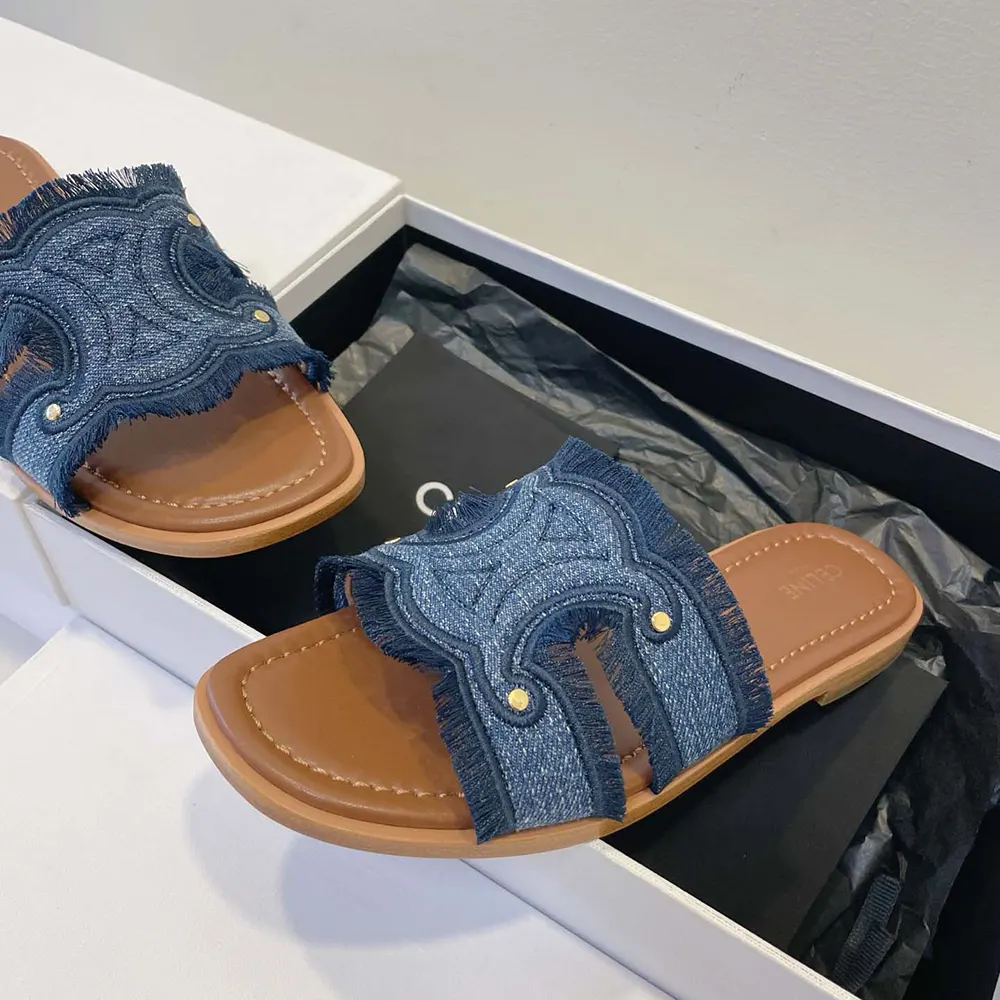 Celine Women Marina Fringed Mule in Denim-Navy - image 7