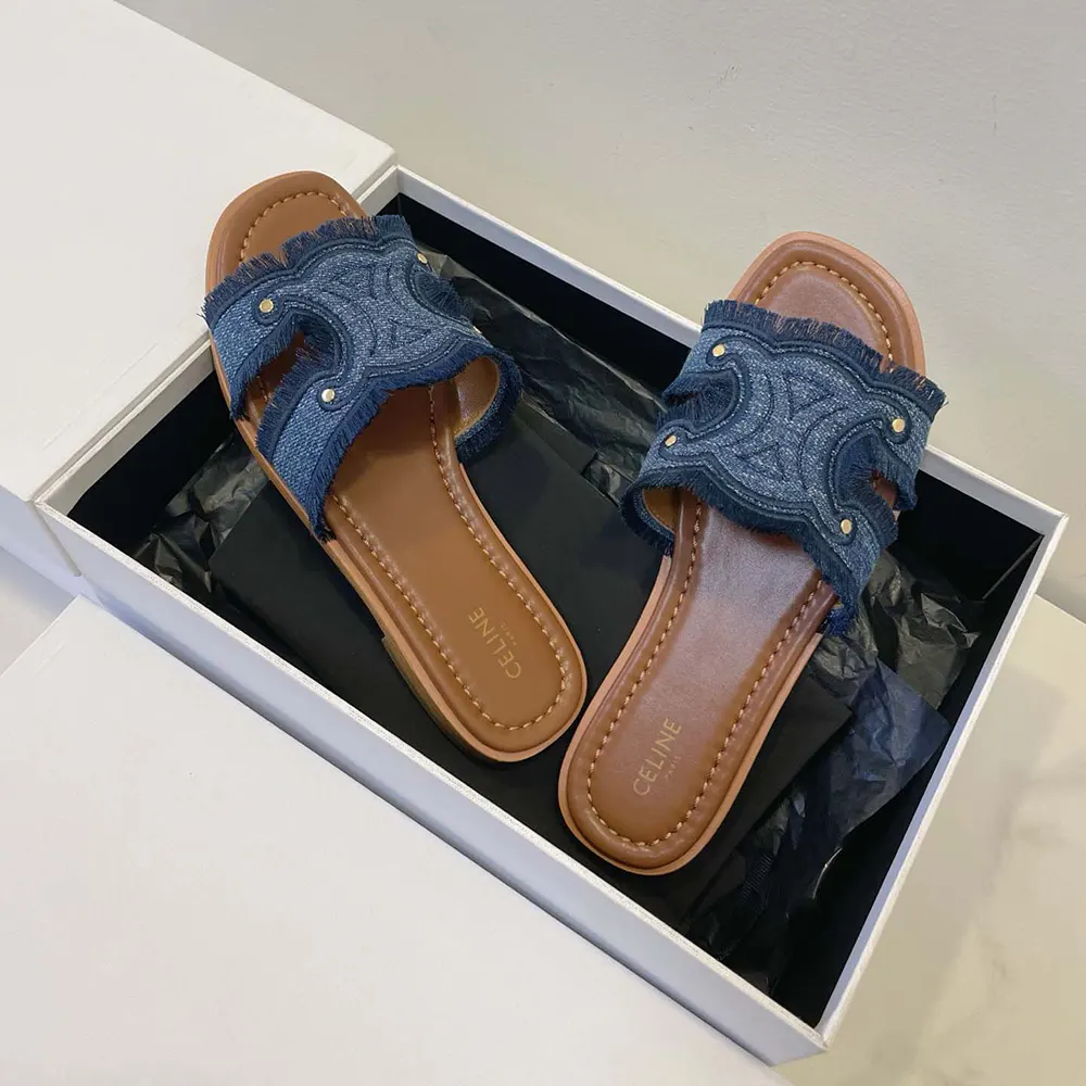 Celine Women Marina Fringed Mule in Denim-Navy - image 4