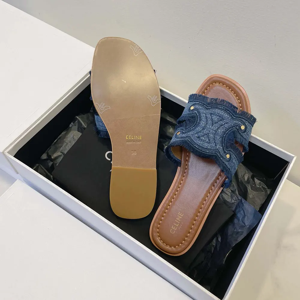 Celine Women Marina Fringed Mule in Denim-Navy - image 10