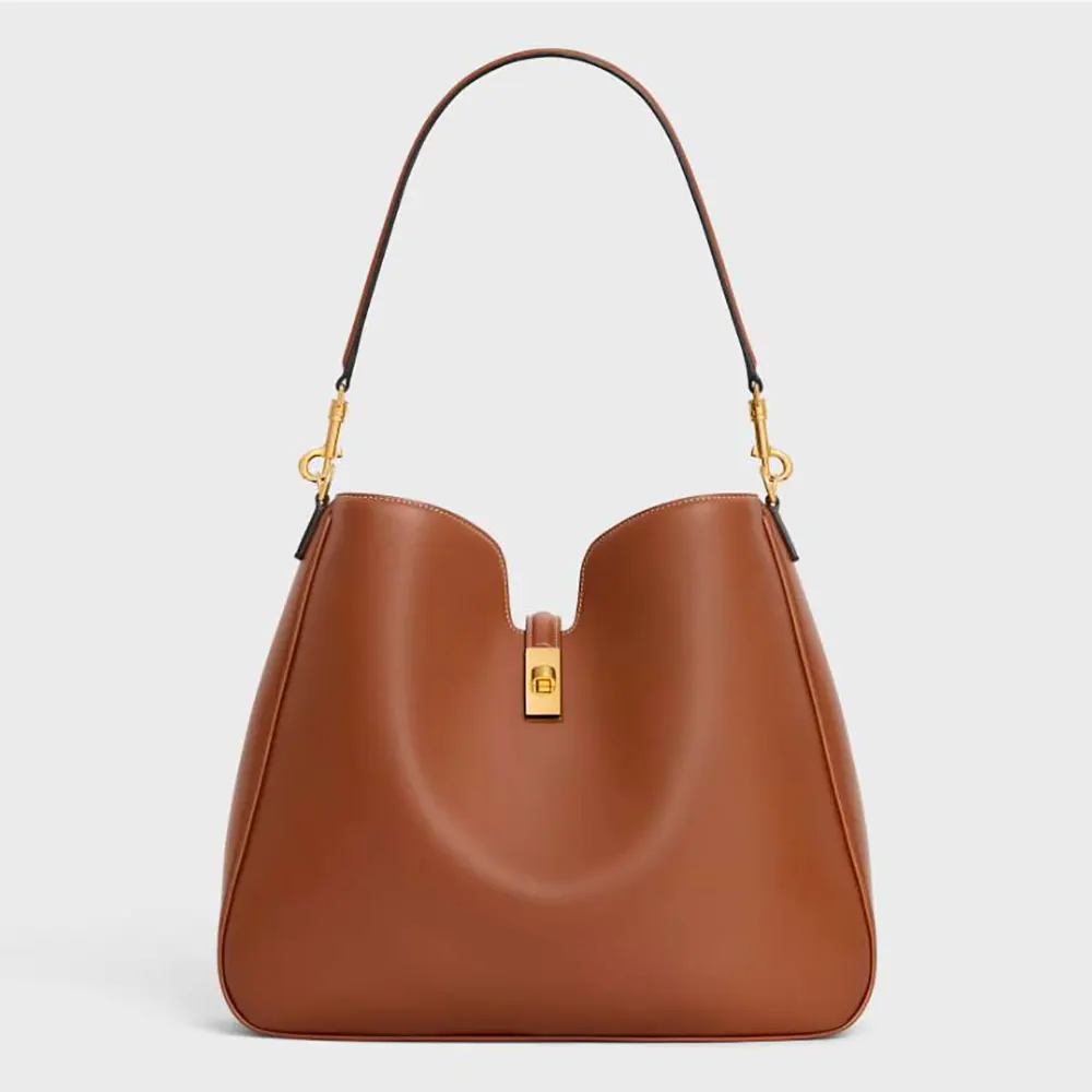 Front view of Celine Women Medium Camille 16 Soft Bag in brown calfskin