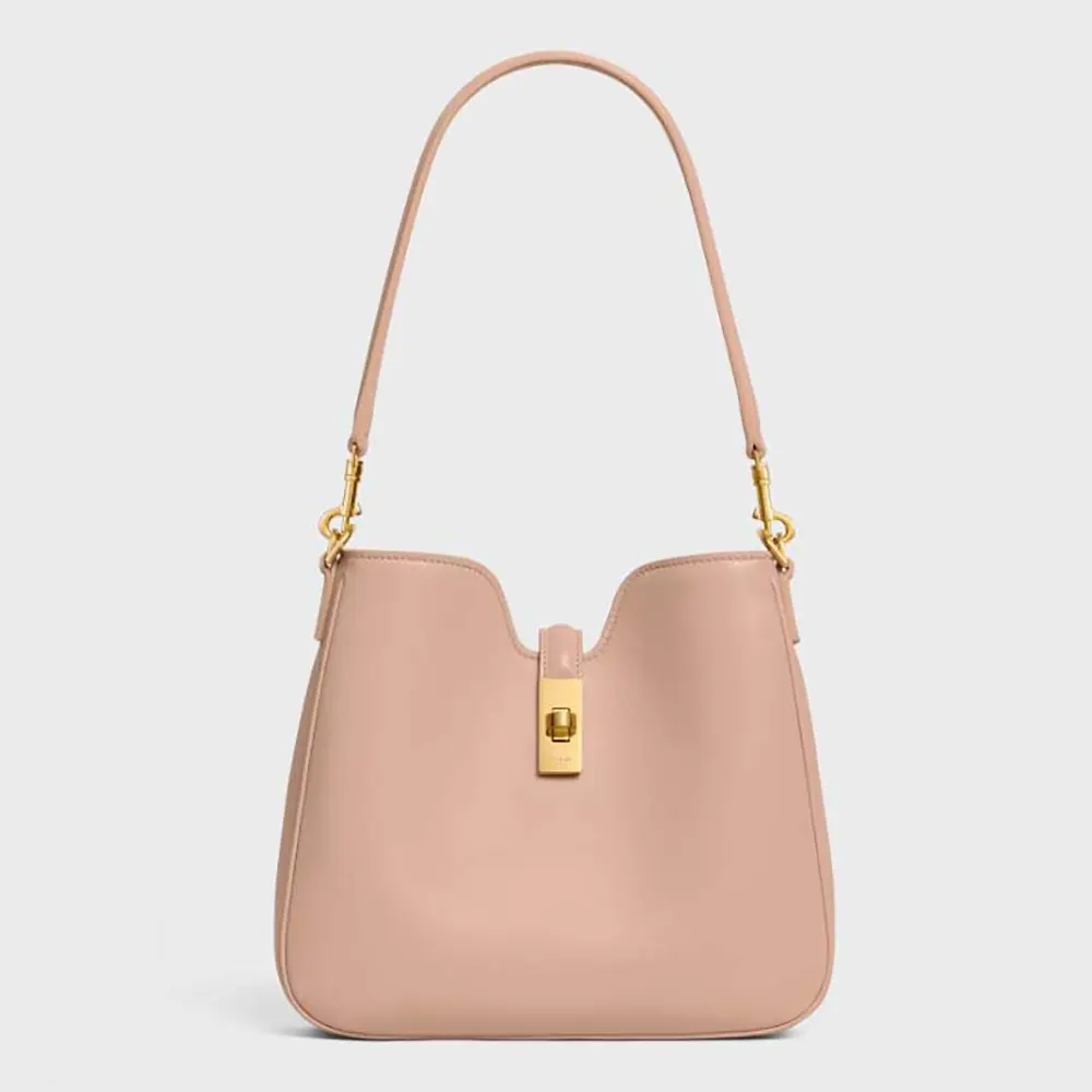 Front view of Celine Women Small Camille 16 Soft Bag in Pink calfskin