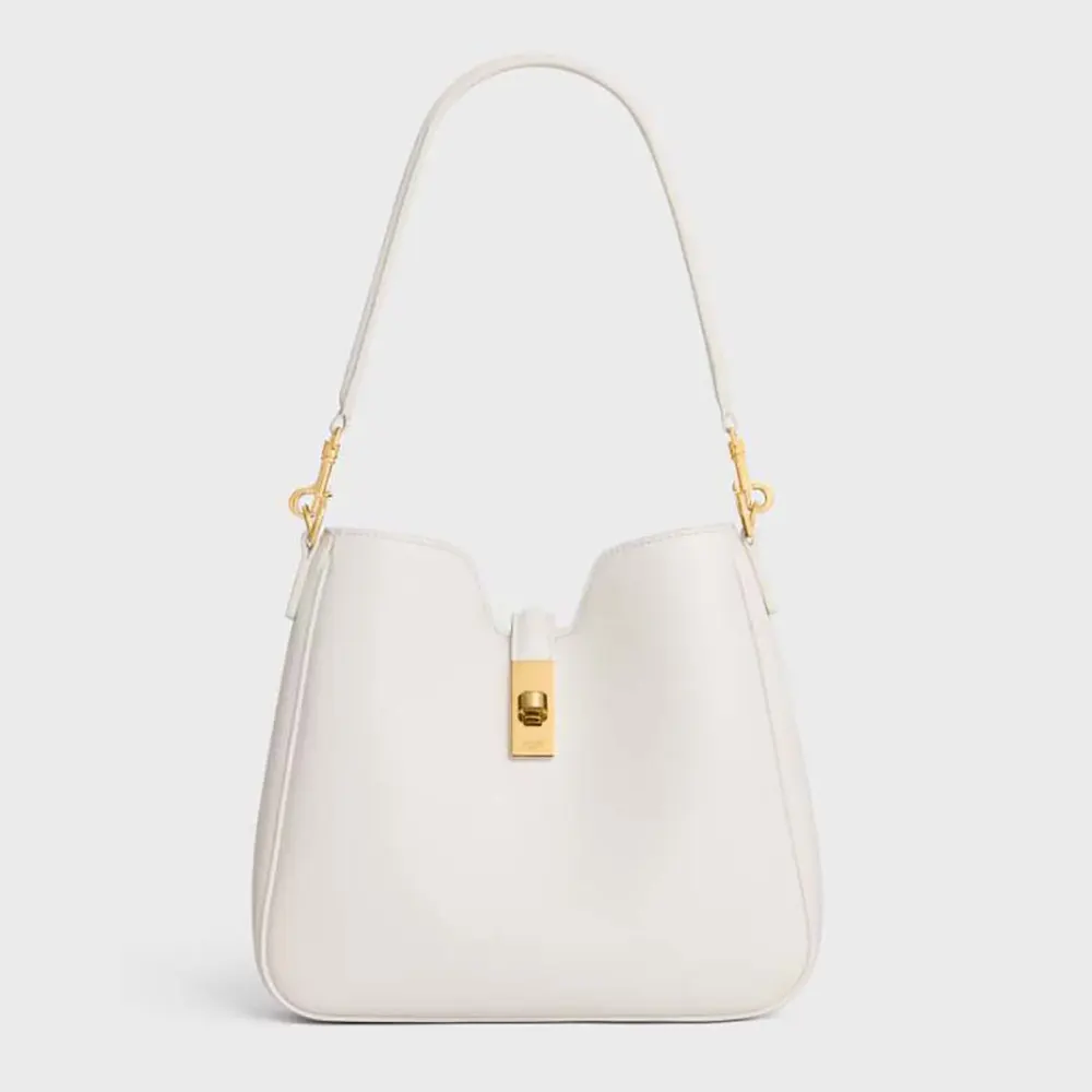 Front view of Celine Women Small Camille 16 Soft Bag in White calfskin