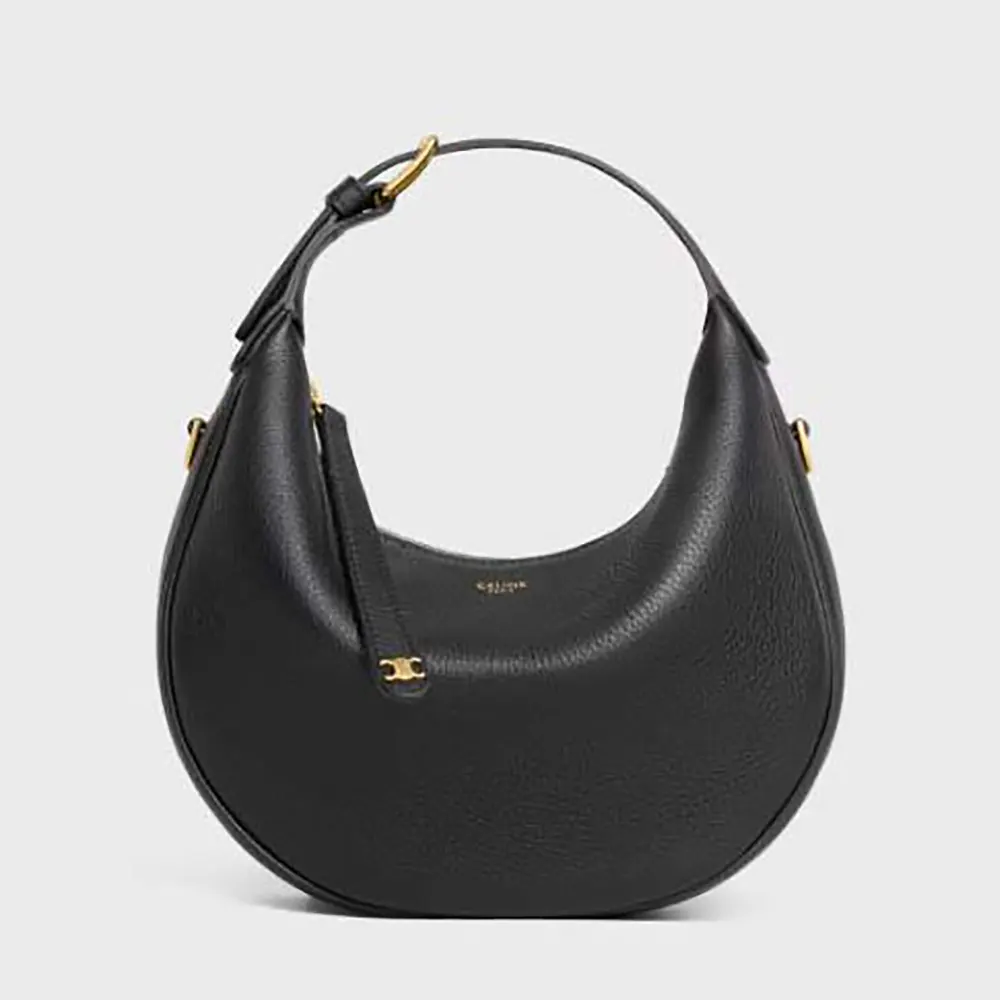 Front view of Celine Women Teen Celine Llulu in Grained Calfskin-Black