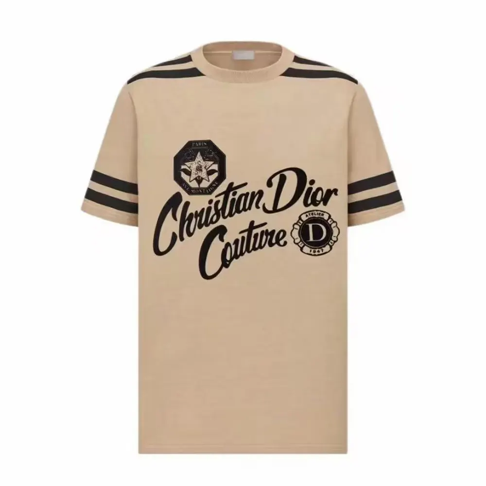 Front view of Dior Men Natural Christian Dior Couture T-Shirt black cotton jersey