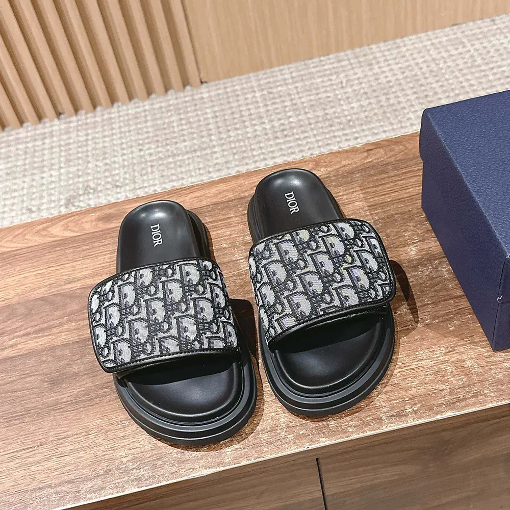 Top view showcasing adjustable strap and logo on Dior Unisex Aqua Sandal
