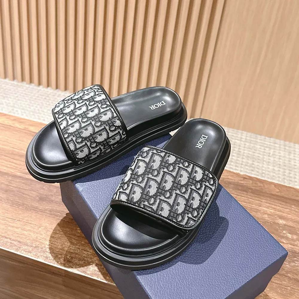 Dior Unisex Aqua Sandal Beige and Black Dior Oblique Jacquard - image 4