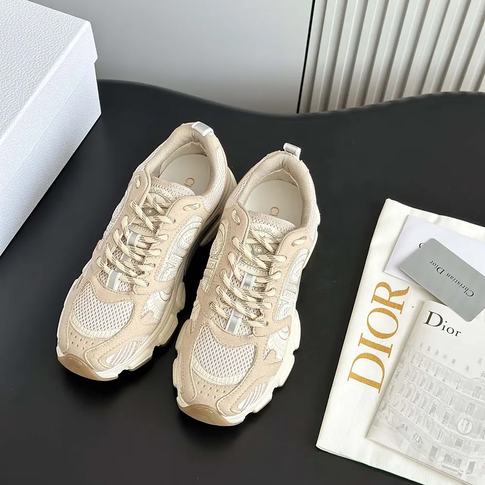 Dior Unisex Chrono Sneaker Beige Mesh and Suede Calfskin - image 4