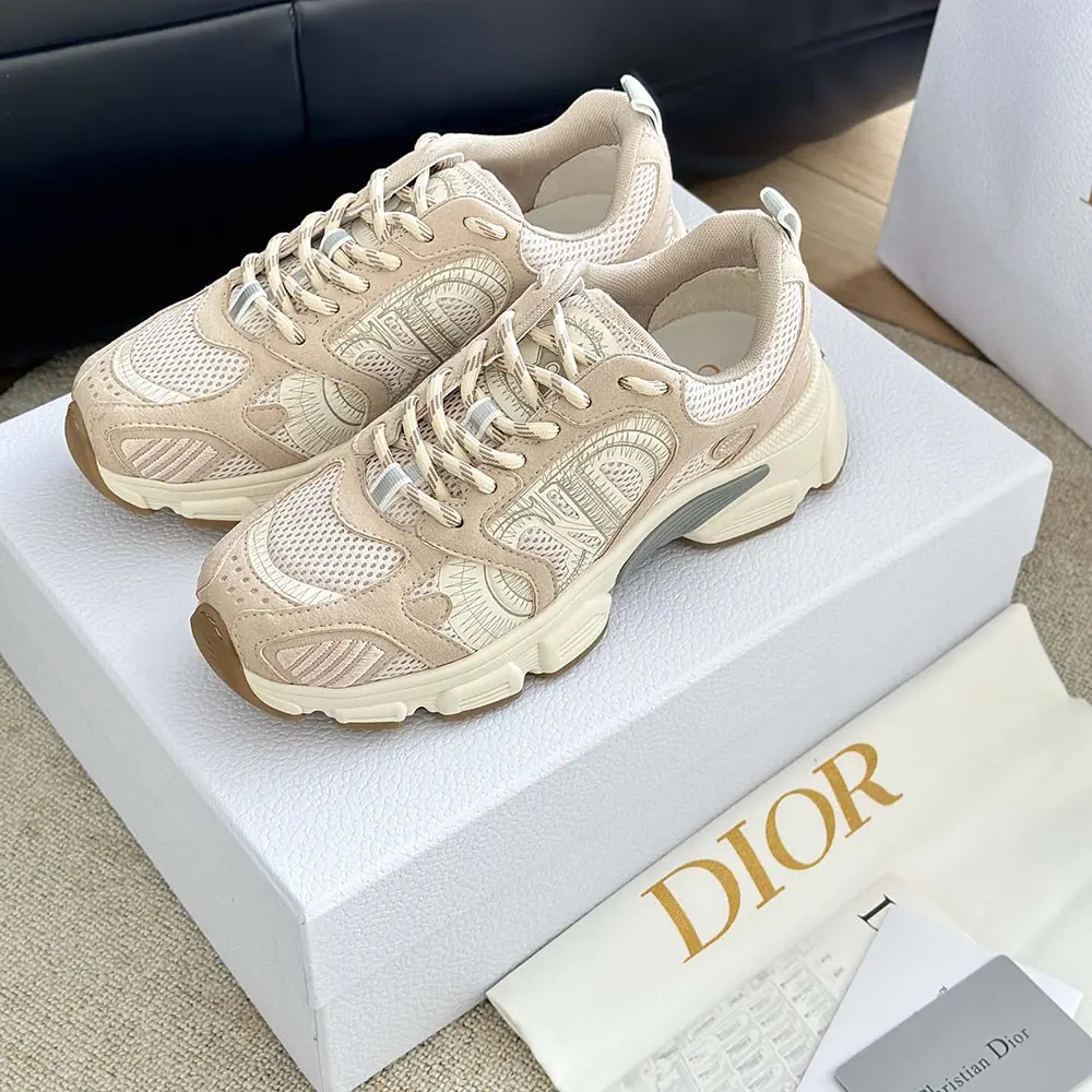 Dior Unisex Chrono Sneaker Beige Mesh and Suede Calfskin - image 6