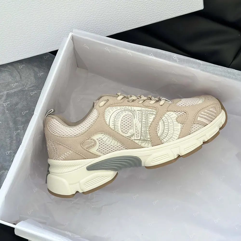 Dior Unisex Chrono Sneaker Beige Mesh and Suede Calfskin - image 9