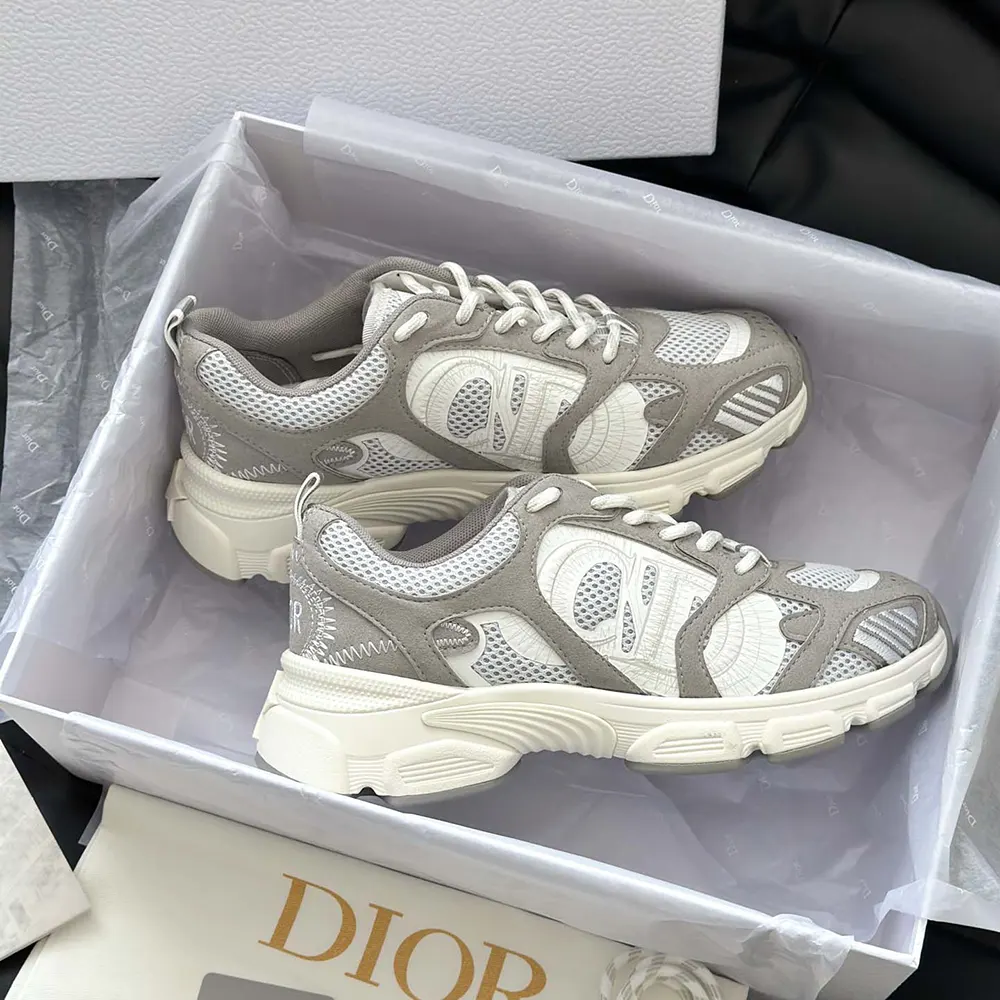 Dior Unisex Chrono Sneaker Gray Mesh and Suede Calfskin - image 8