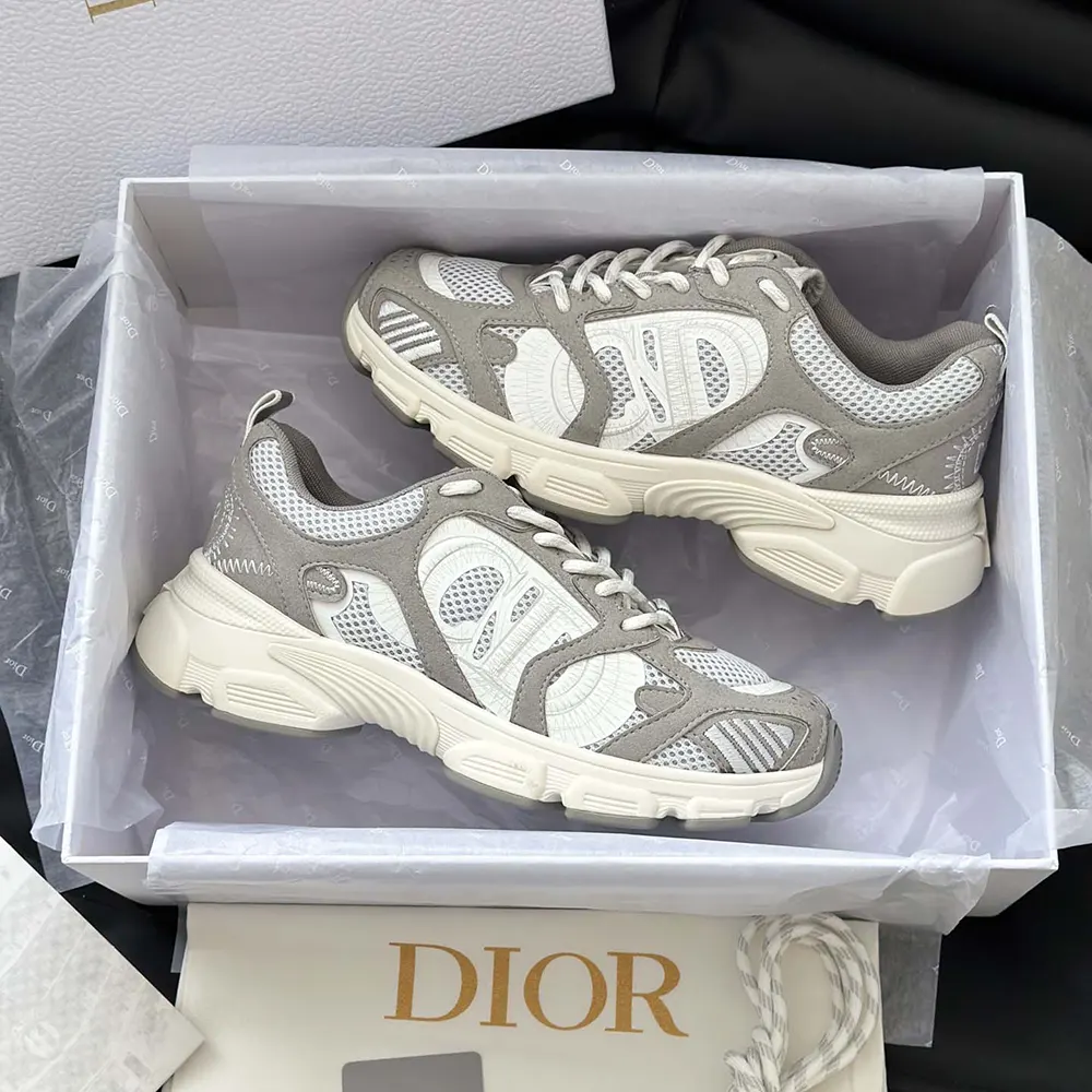 Dior Unisex Chrono Sneaker Gray Mesh and Suede Calfskin - image 9