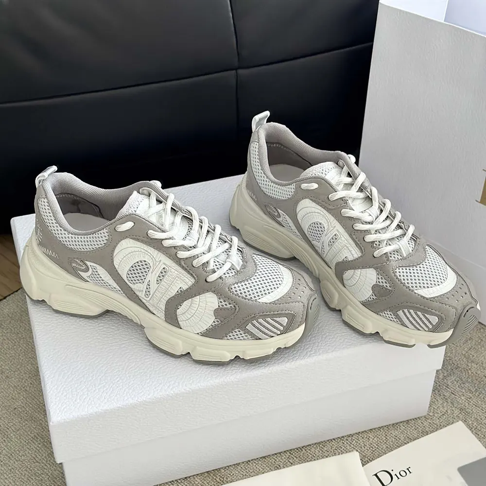 Dior Unisex Chrono Sneaker Gray Mesh and Suede Calfskin - image 6