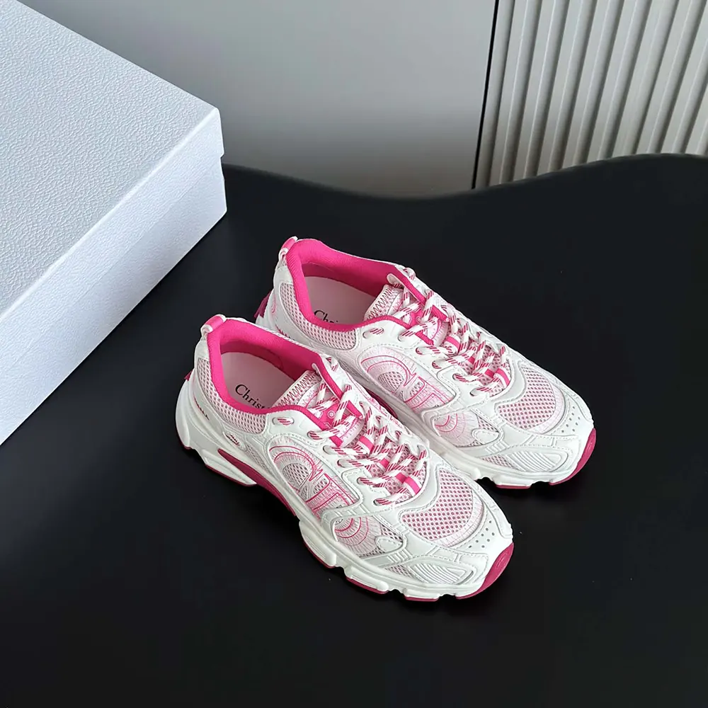 Overhead angle showing breathable mesh and lacing on Dior Unisex Chrono Sneaker
