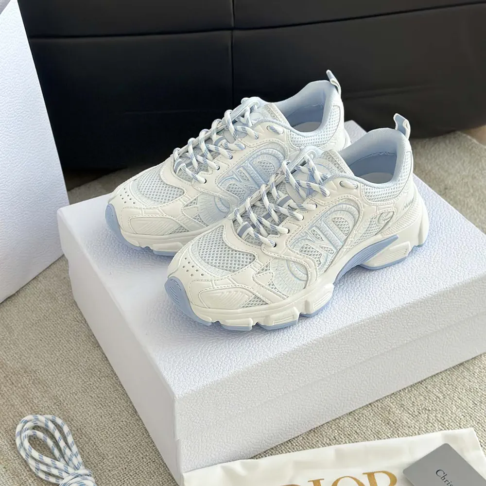 Dior Unisex Chrono Sneaker White and Sky Blue Mesh and Leather-Effect Panels - image 5