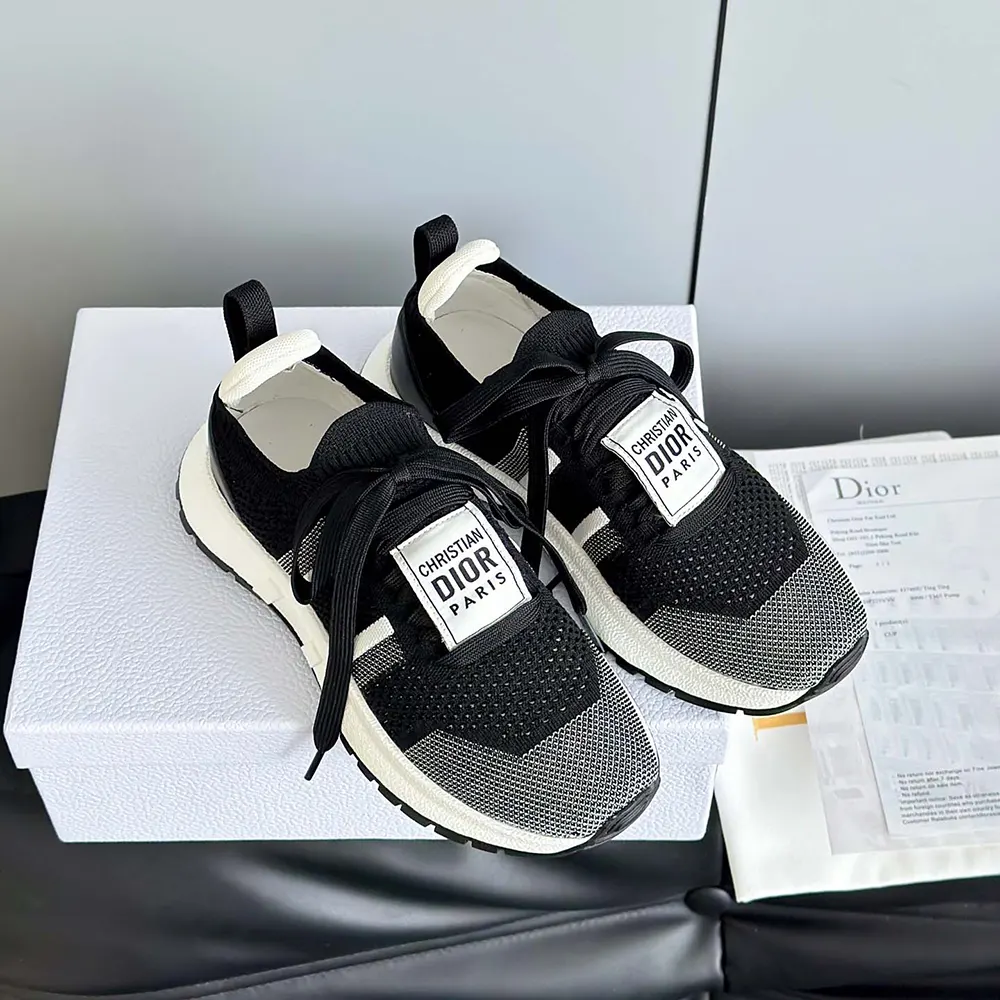 Top view showcasing breathable mesh upper of Dior Unisex Run’n’Dior Sneaker