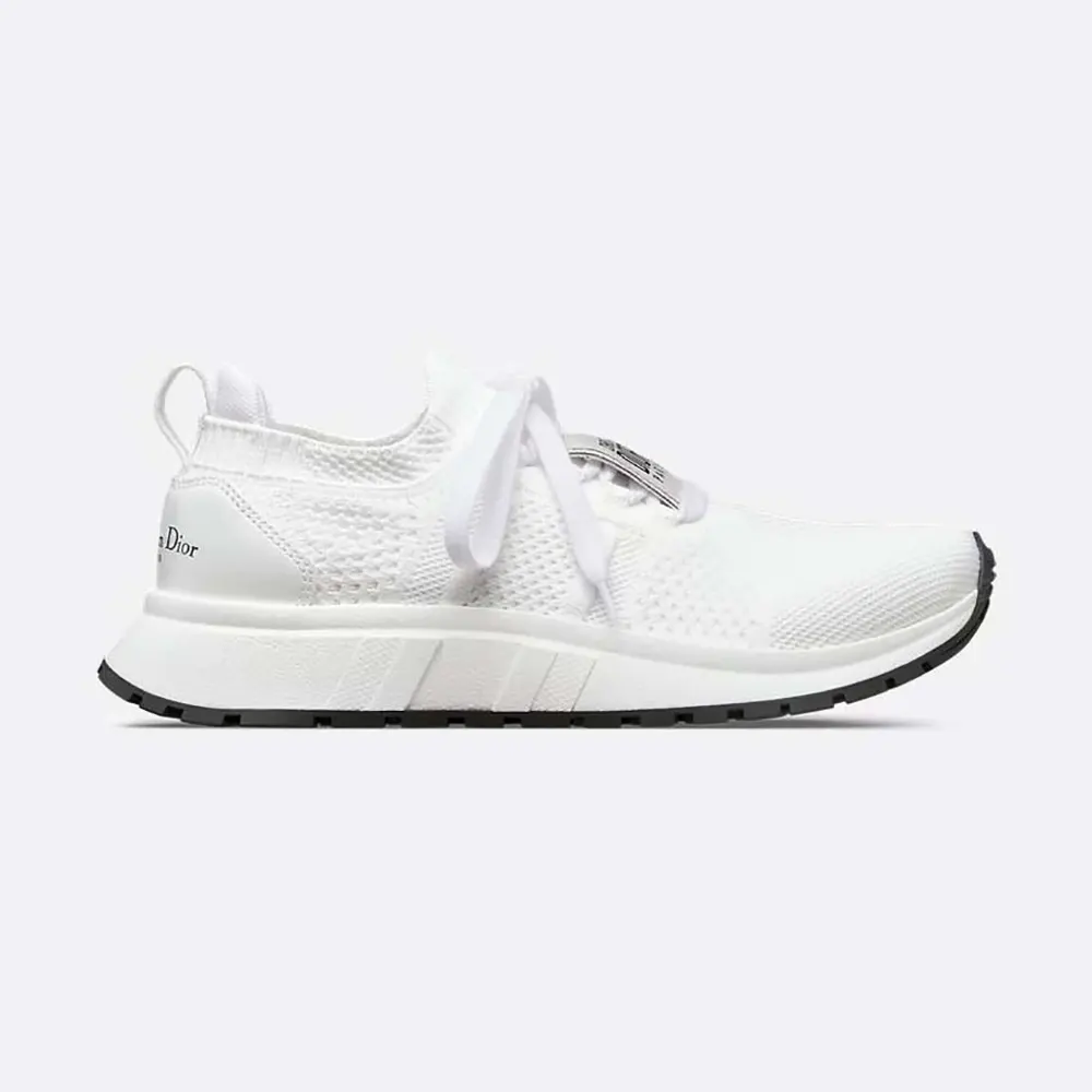 Side profile of Dior Unisex Run’n’Dior Sneaker White Technical Mesh