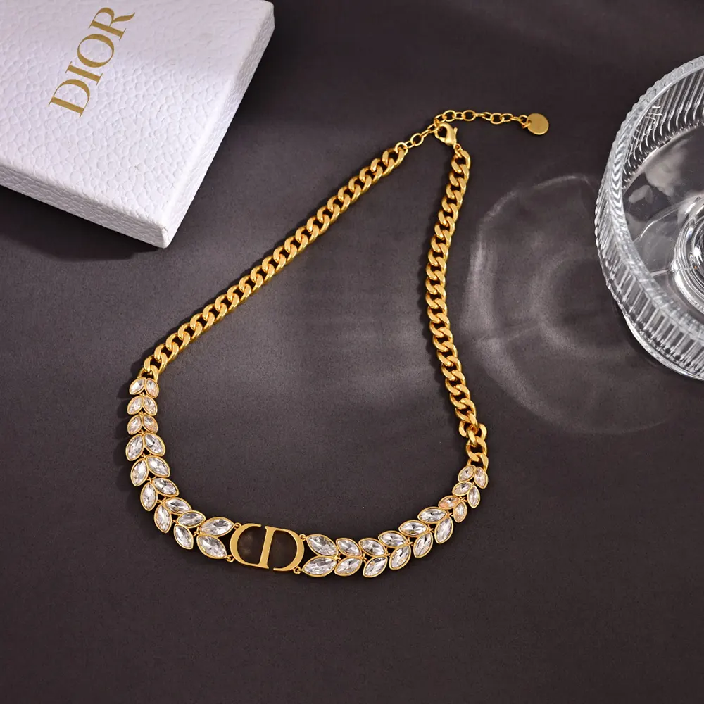 Close-up of silver-tone crystals on Dior Women 30 Montaigne Prestige Choker