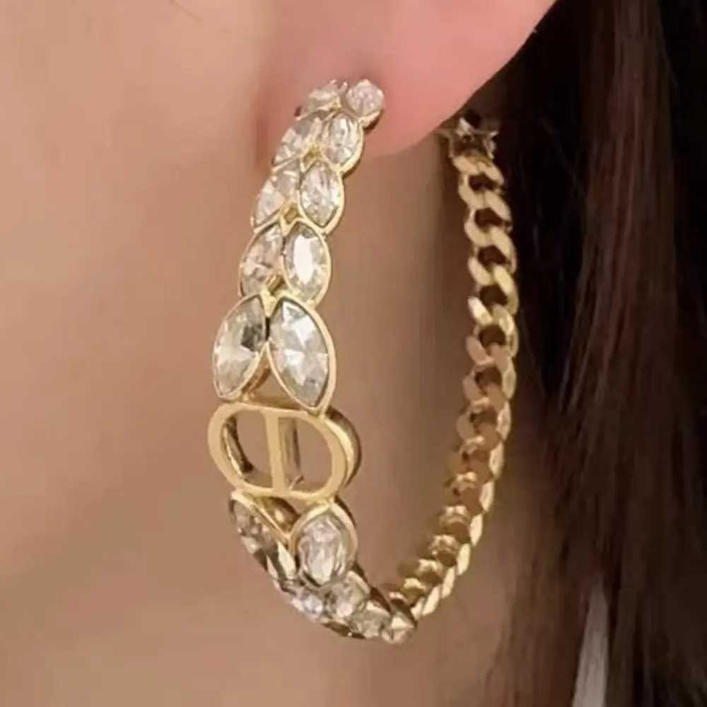 Dior Women 30 Montaigne Prestige Hoop Earrings Gold-Finish Metal and Silver-Tone Crystals - image 7