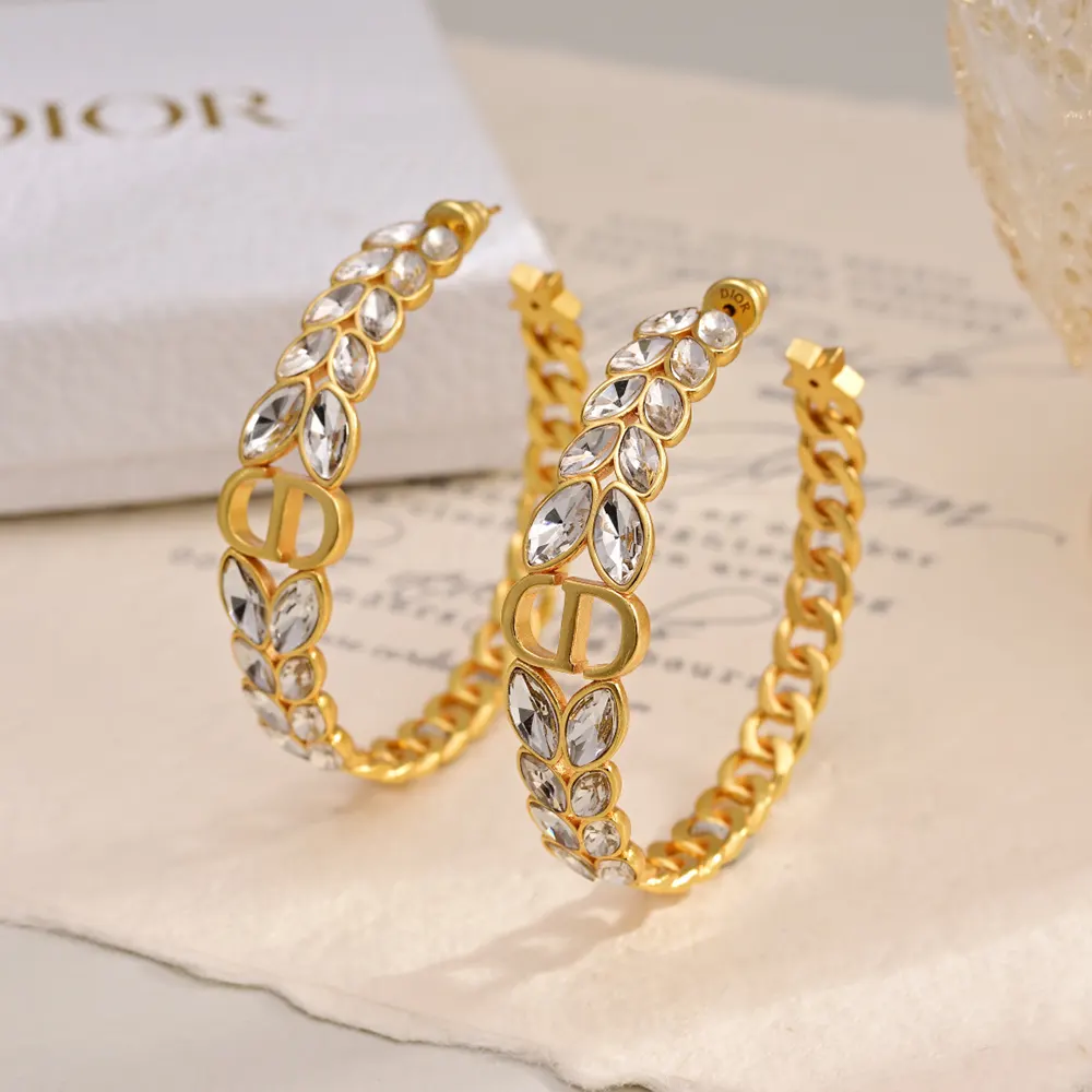 Dior Women 30 Montaigne Prestige Hoop Earrings Gold-Finish Metal and Silver-Tone Crystals - image 4