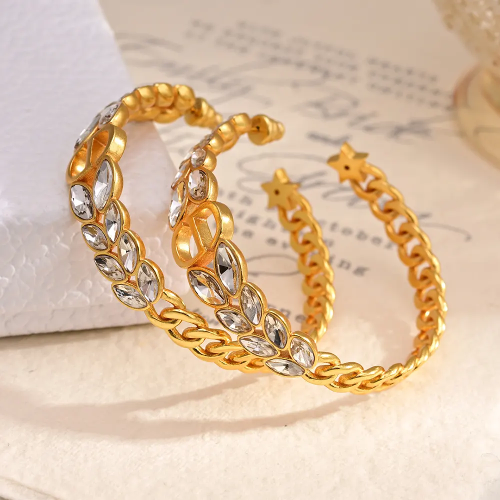 Dior Women 30 Montaigne Prestige Hoop Earrings Gold-Finish Metal and Silver-Tone Crystals - image 5