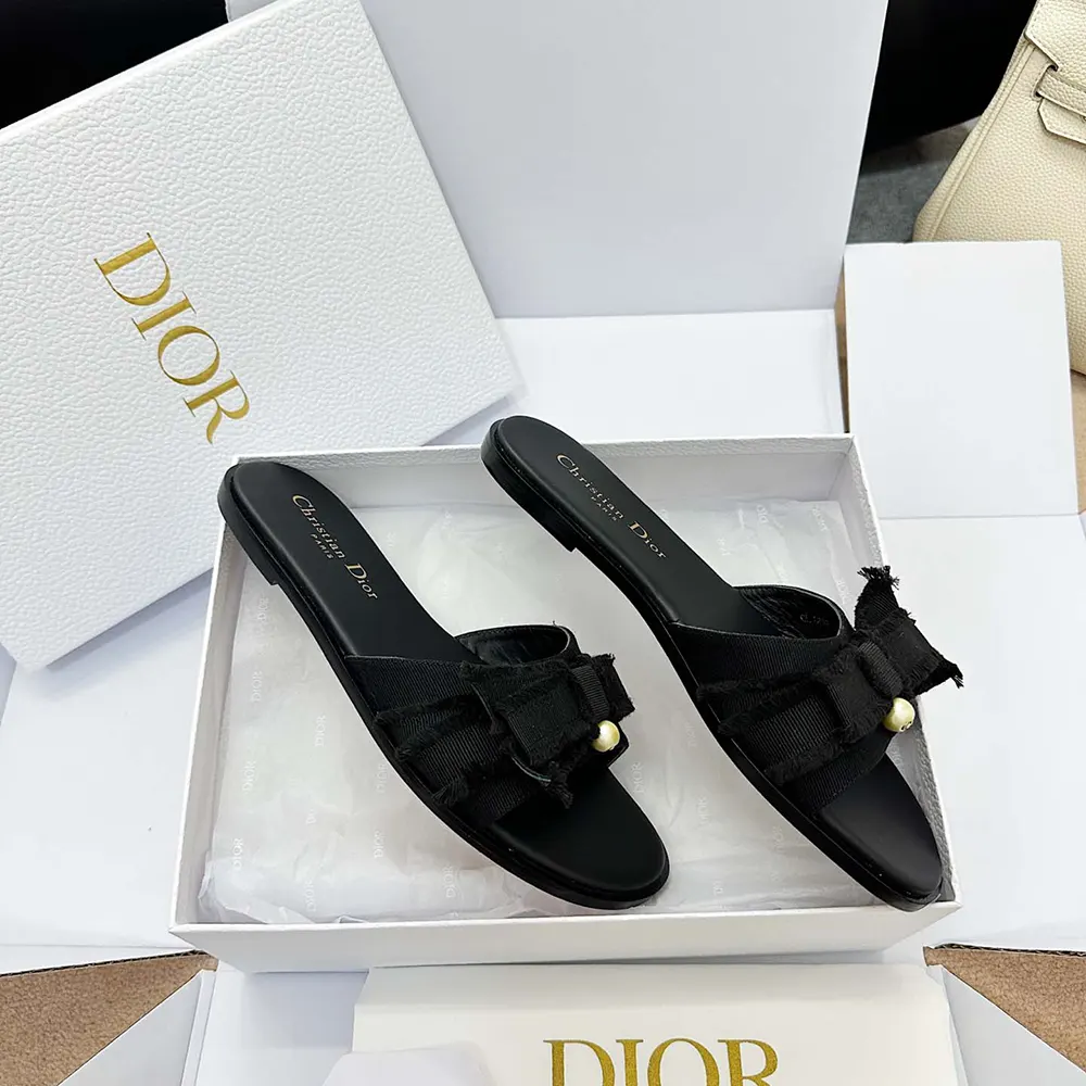 Dior Women Adiorable Slide Black Fringed Grosgrain - image 7
