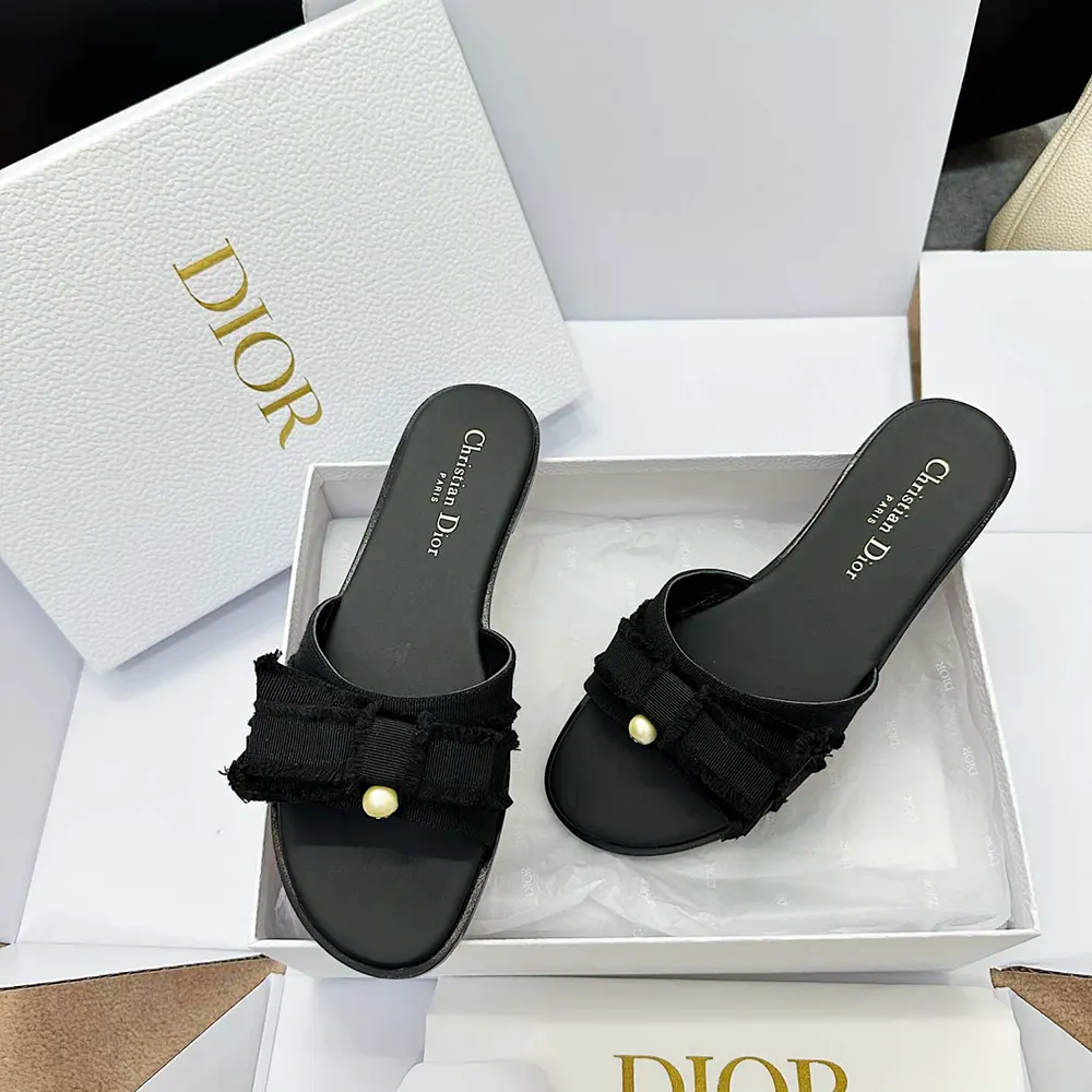 Dior Women Adiorable Slide Black Fringed Grosgrain - image 5